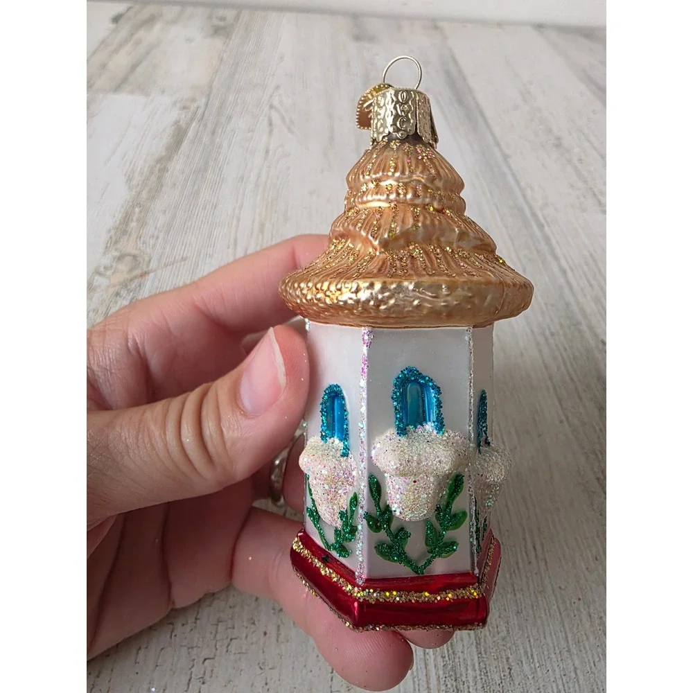 OWC old world birdhouse glass glitter ornament Xmas tree